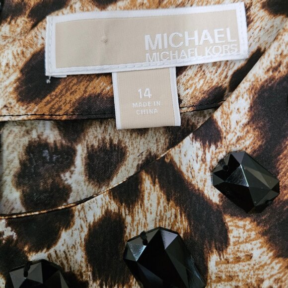Michael Kors Women`s Cheetah Animal Print Short Sleeve Top Shirt size 14 - Picture 2 of 4